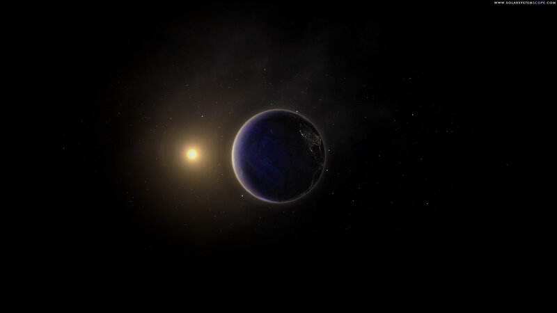 Exoplanet with Star — Black, Dramatic, Night