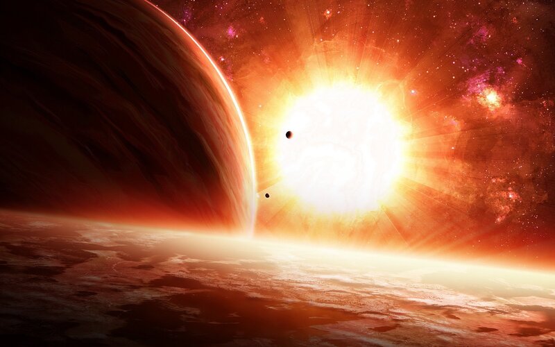 Exoplanet with Star — Orange, Dramatic