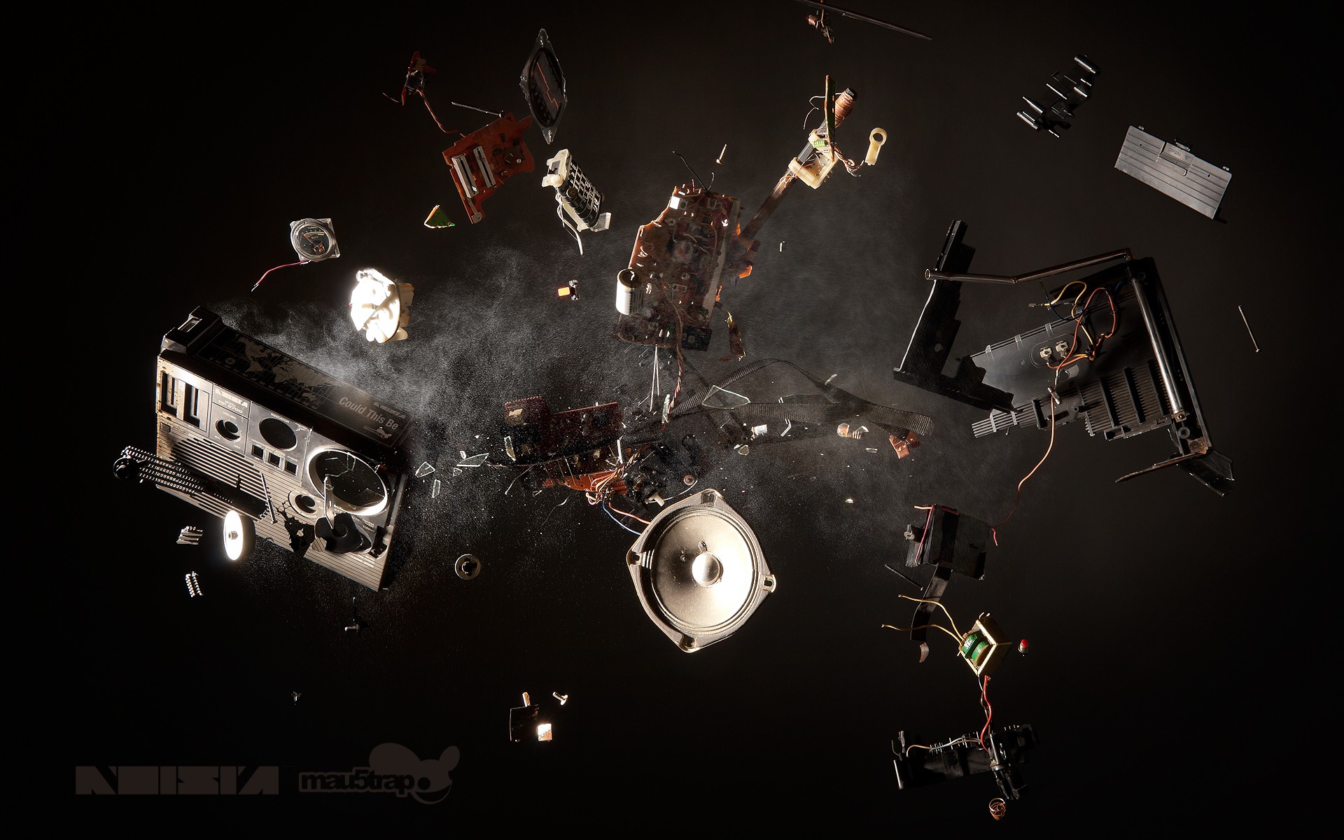 Exploded electronics components