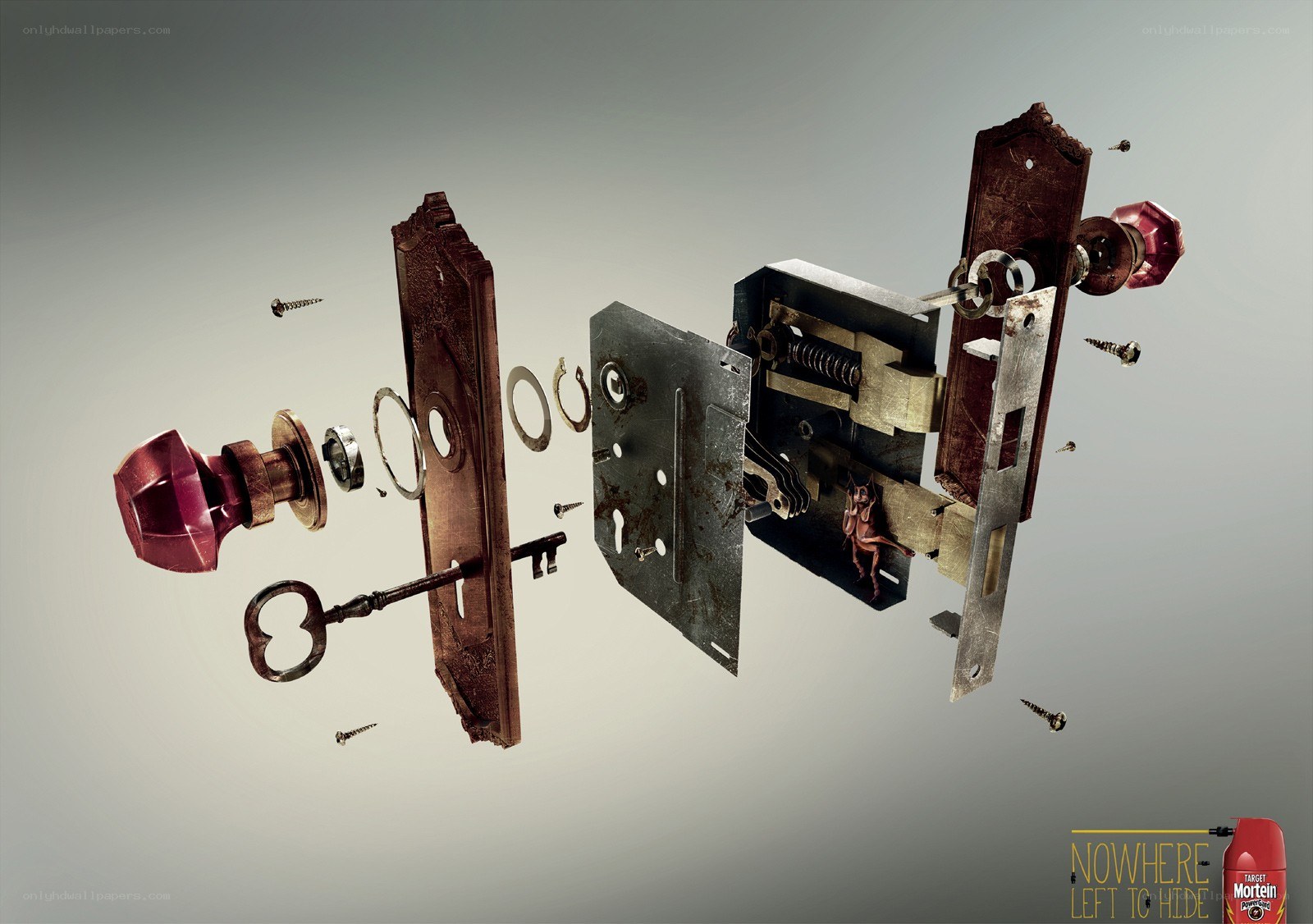 Exploded lock with hidden figure