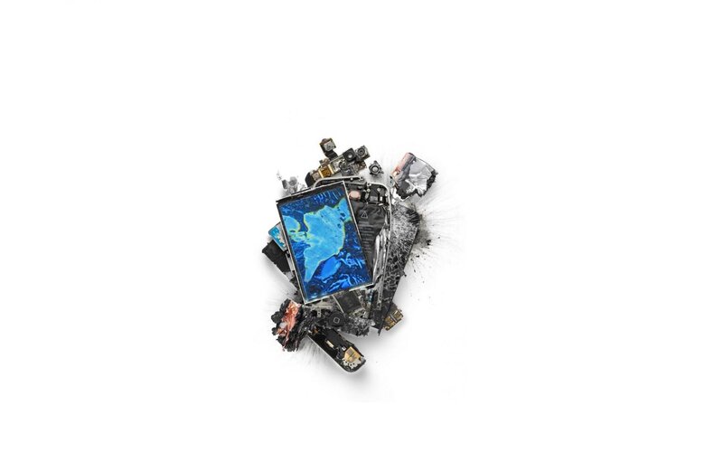 Exploded smartphone components