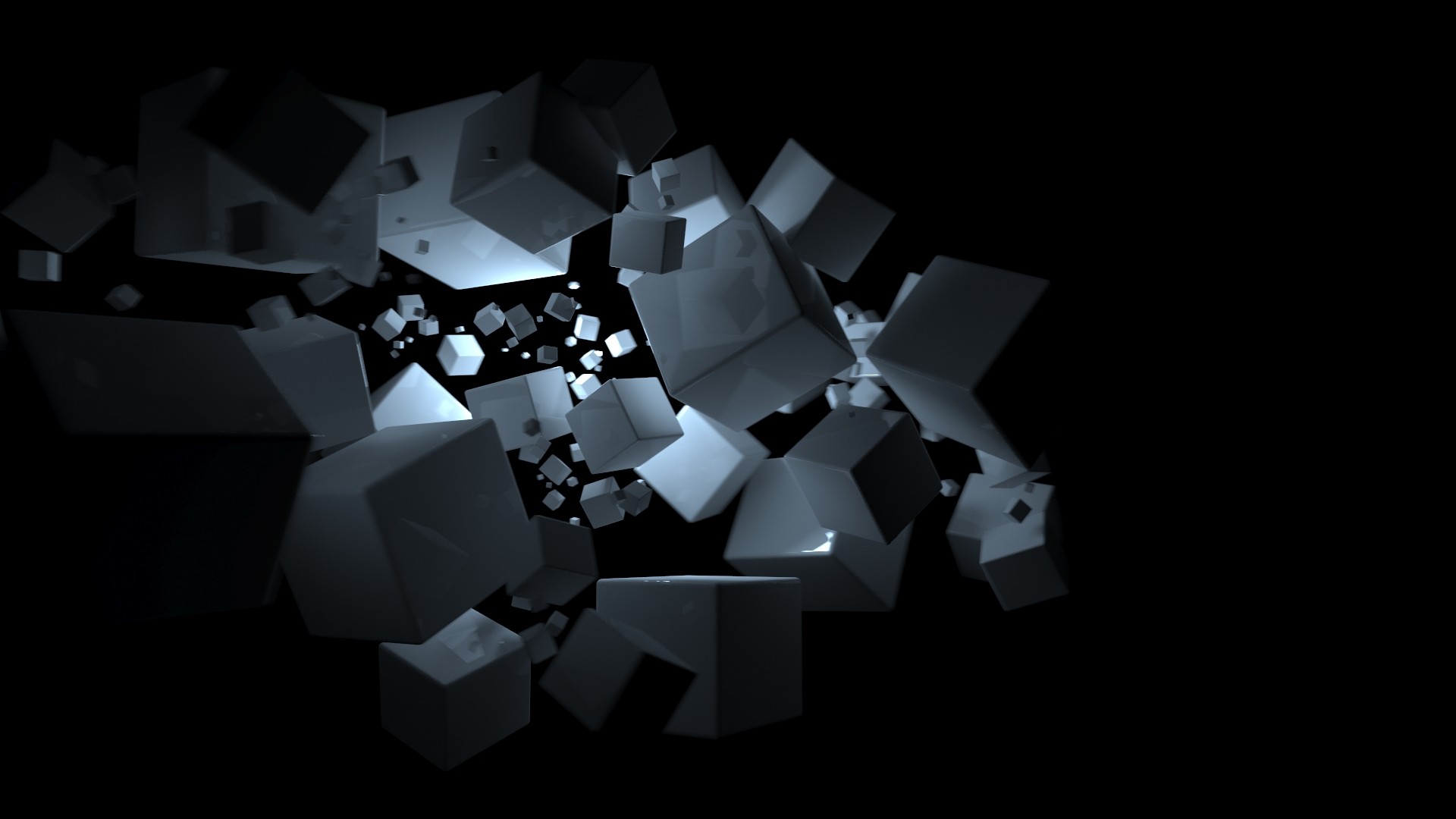 Exploding cubes in darkness