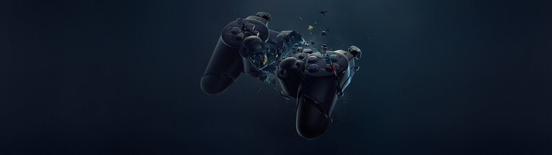 Exploding Game Controller — Black, Dramatic, 3d Render, Shards, Explosion