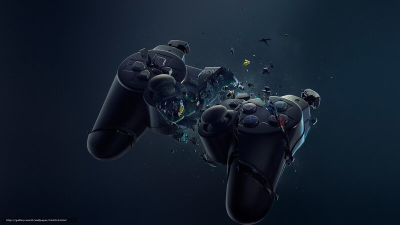 Exploding Game Controller — Black, Dramatic, 3d Render