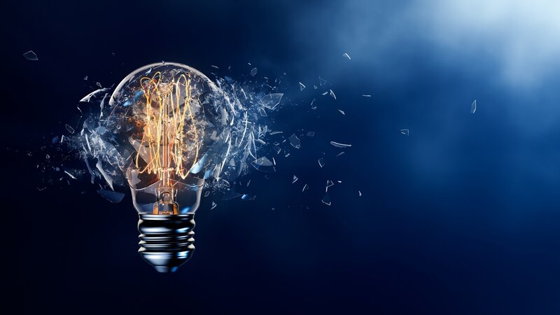 Exploding Light Bulb — Blue