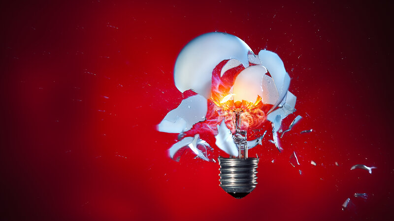 Exploding Light Bulb — Red
