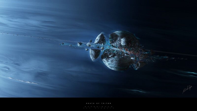 Exploding Moon in Space