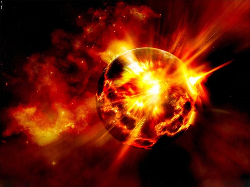 Exploding Planet — Red, Dramatic, Digital Art, Star, Nebula
