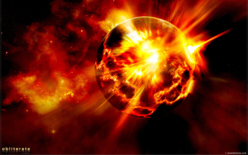 Exploding Planet — Red, Dramatic, Digital Art, Star, Space