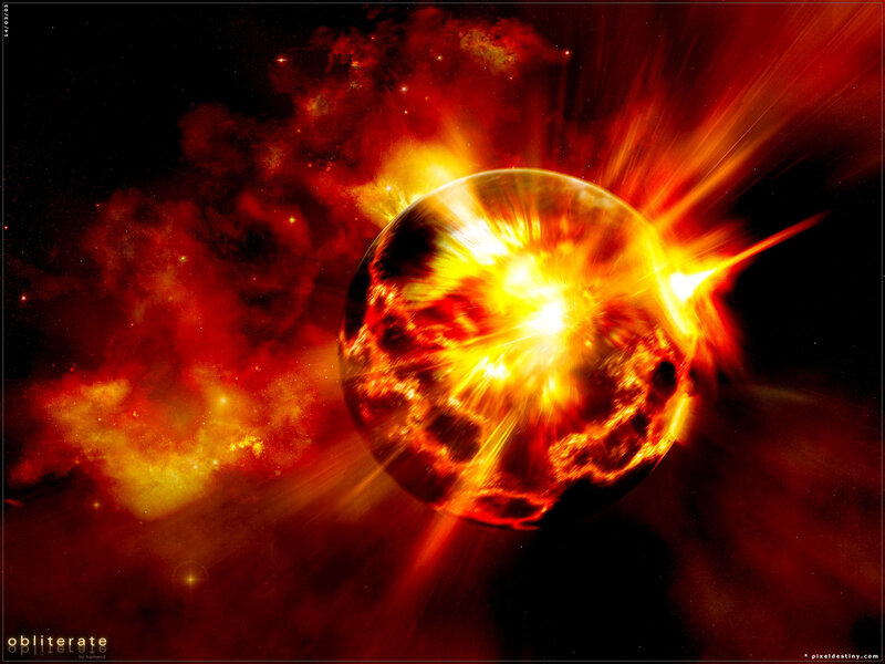 Exploding Planet — Red, Dramatic, Digital Art