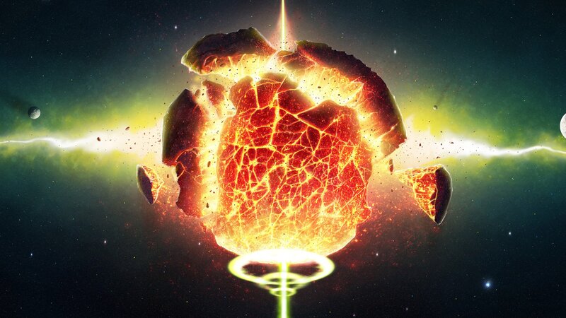 Exploding Planet — Red, Dramatic, Night