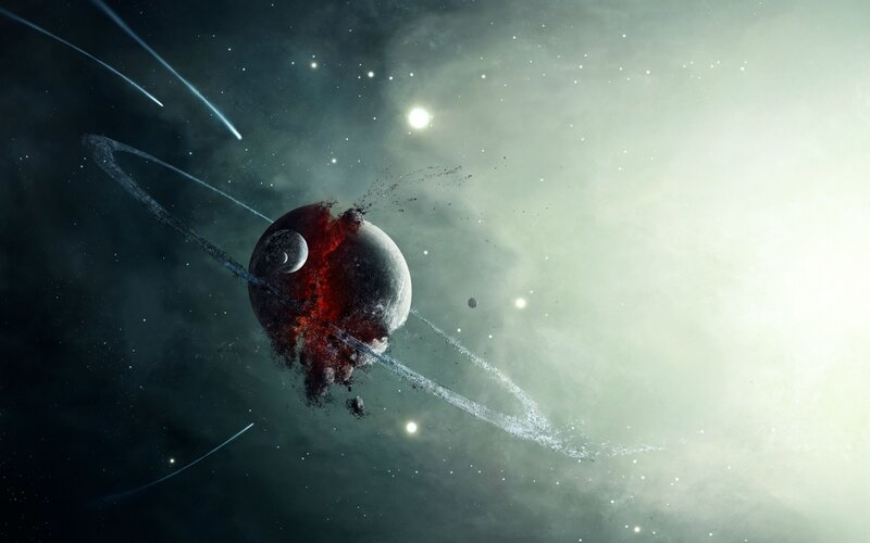 Exploding Planet with Rings