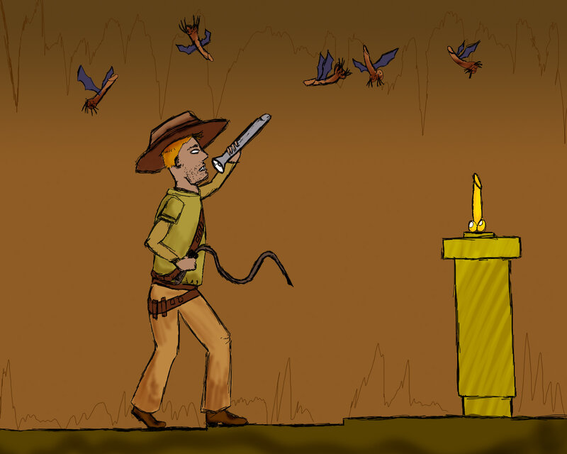 explorer in a cave