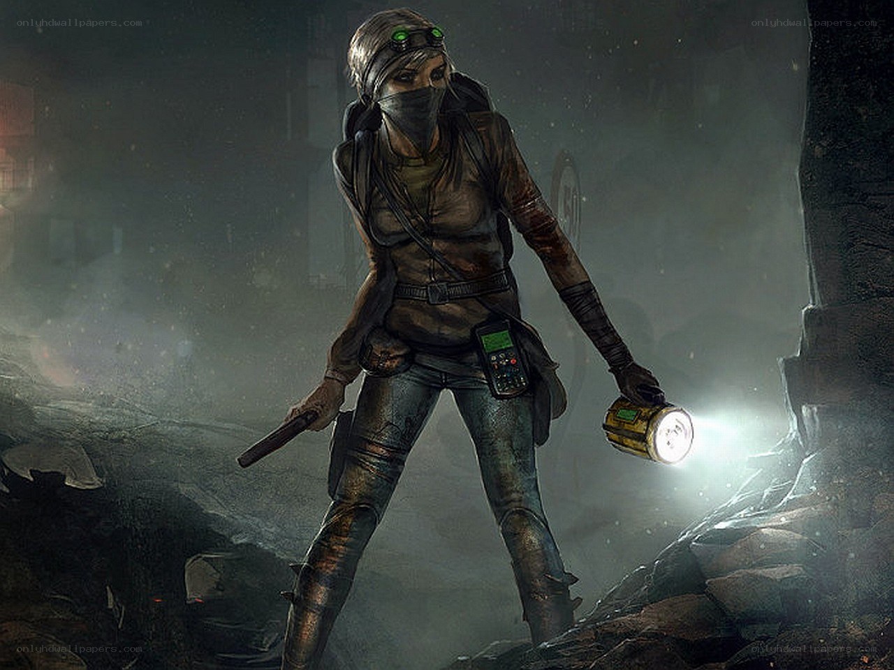explorer in a dark cave