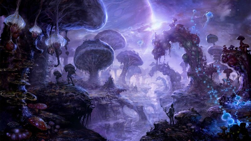 Explorer in Alien Landscape