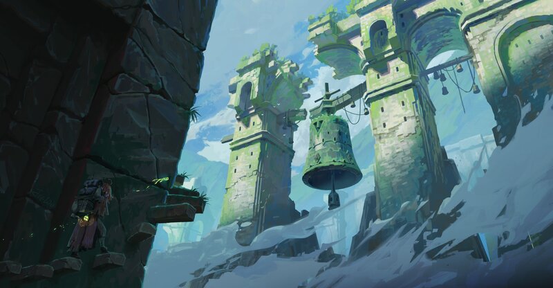 Explorer Near Ancient Ruins