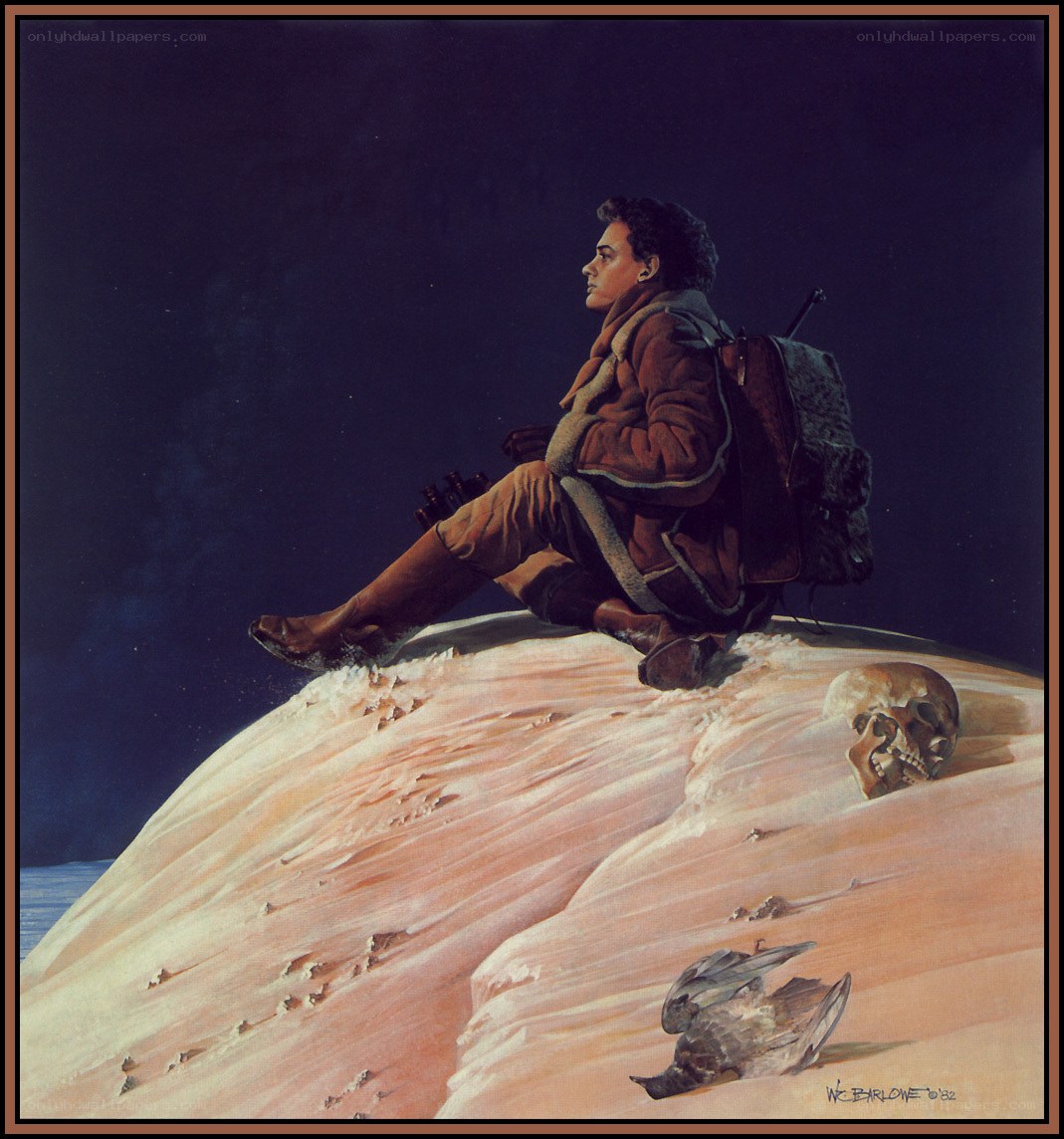 Explorer on a desert planet