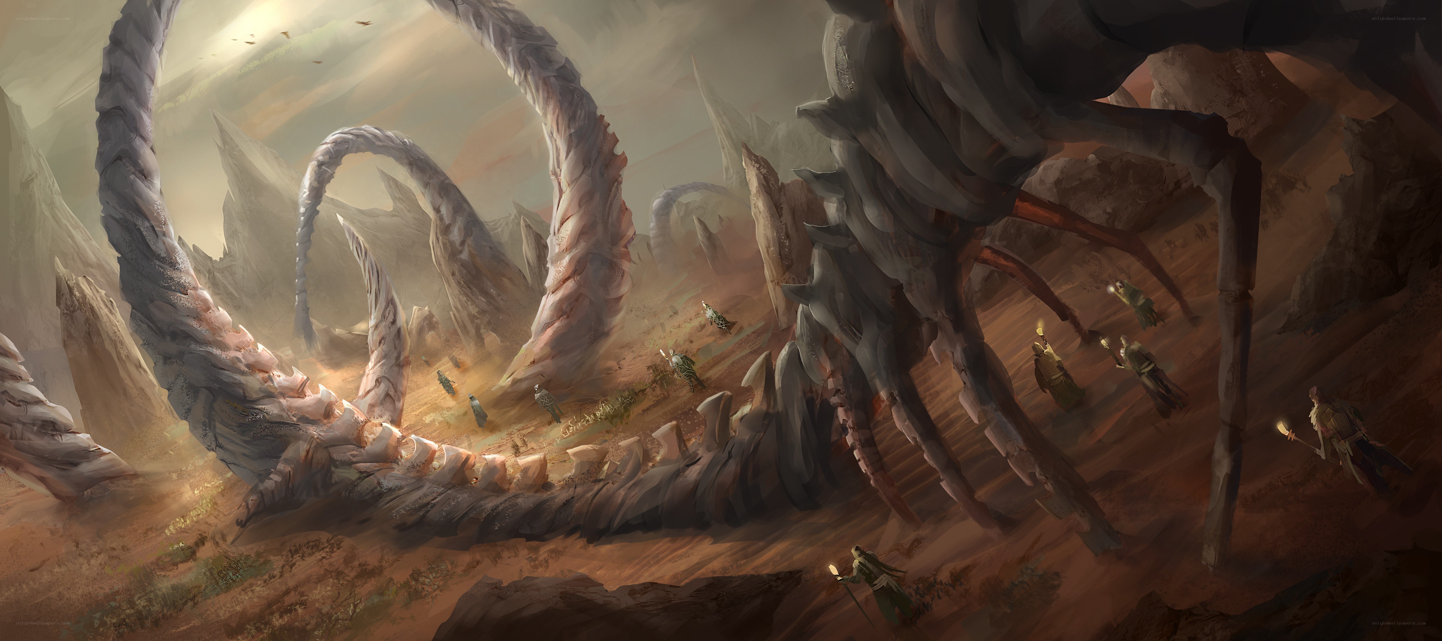 Explorers face giant skeleton