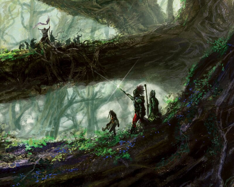 Explorers in a mystical forest