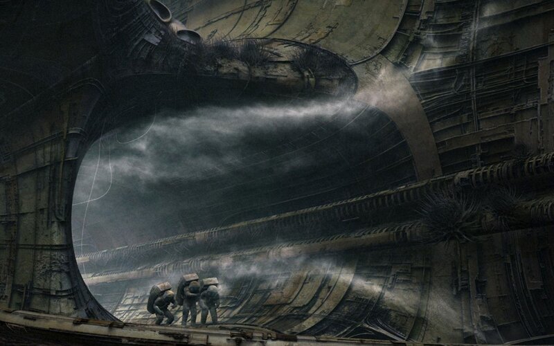 Explorers in a ruined ship