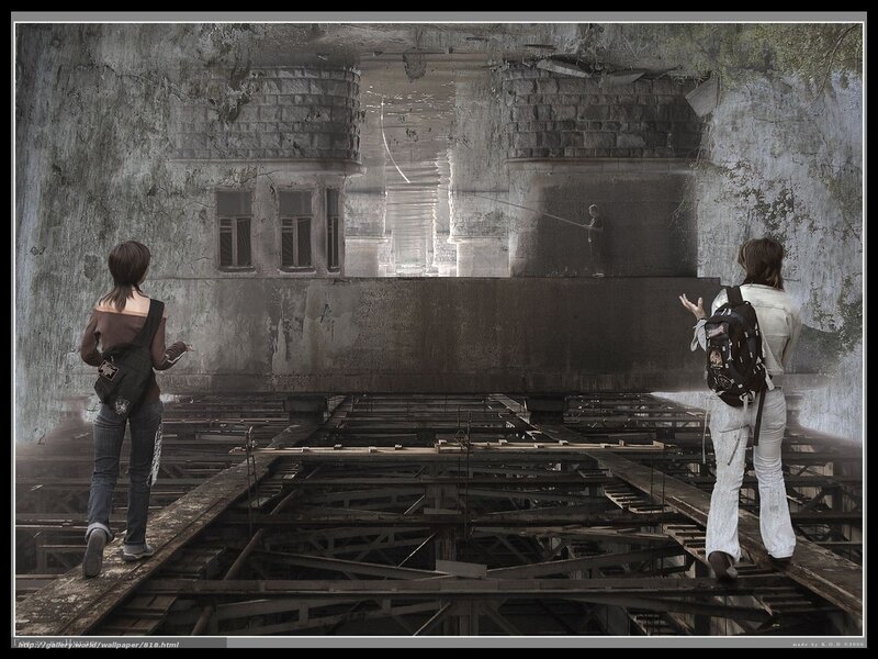 Explorers in a ruined structure