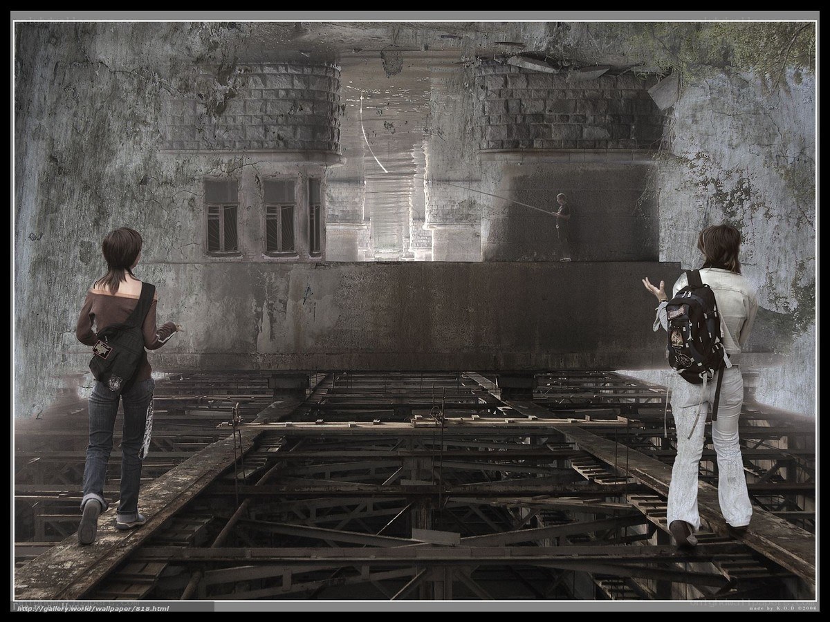 Explorers in a ruined structure