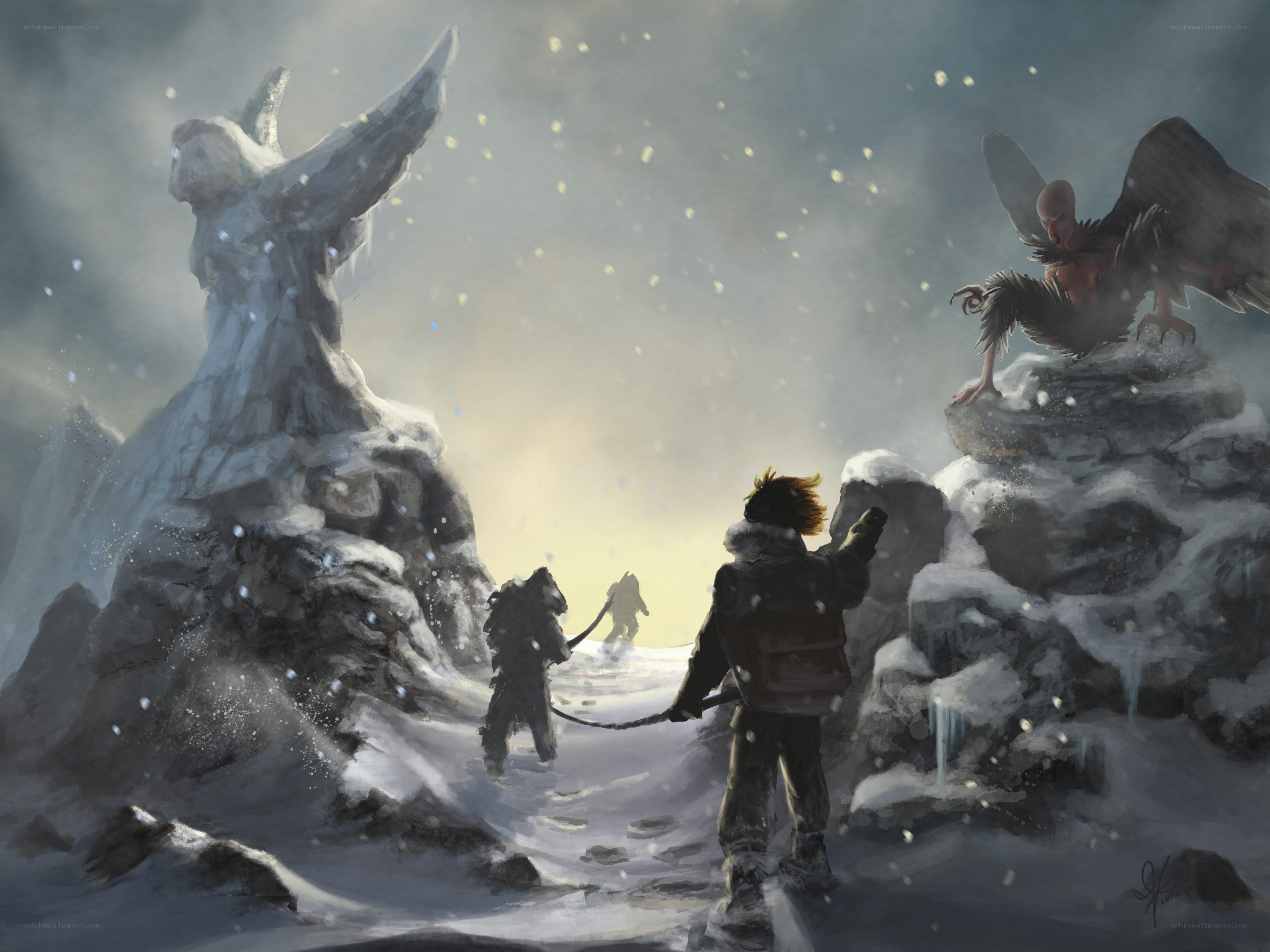 Explorers in a snowy wasteland