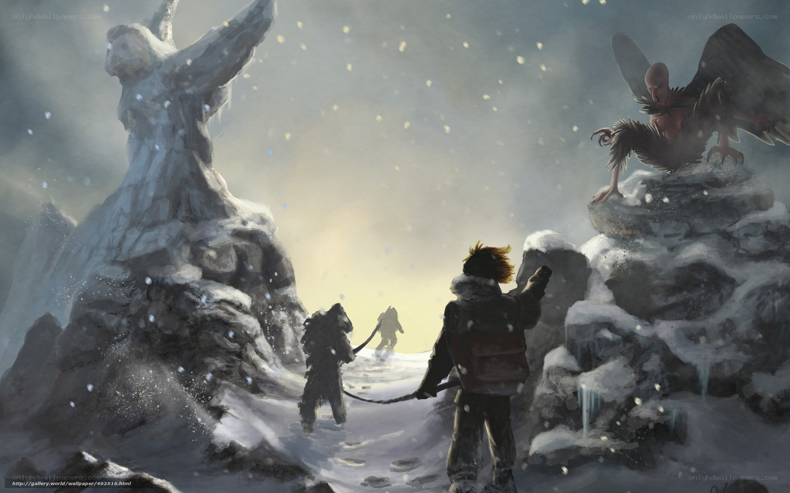 Explorers in a snowy wasteland