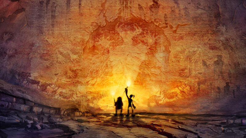 Explorers in ancient cave