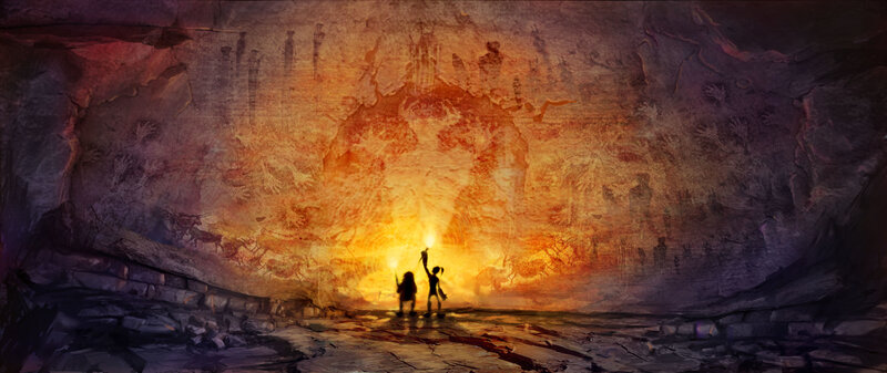 Explorers in ancient cave