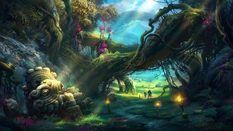 Explorers in Ancient Forest — Green, Mysterious