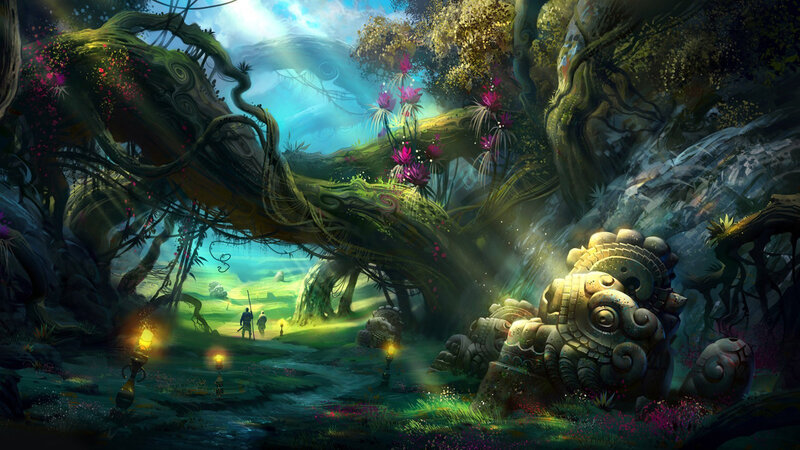 Explorers in Ancient Forest — Green