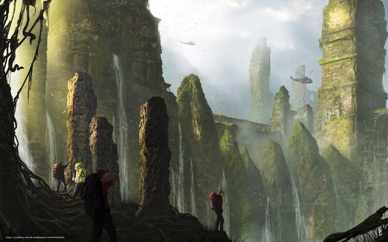 Explorers in ancient ruins
