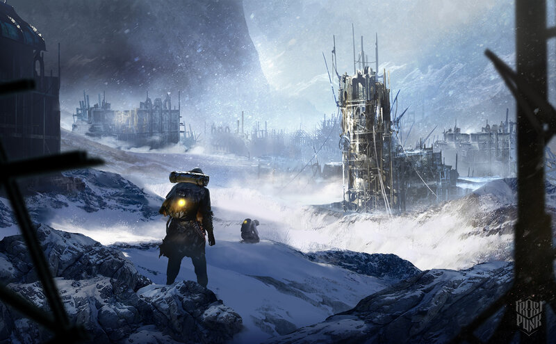 Explorers in Snowy Landscape — White