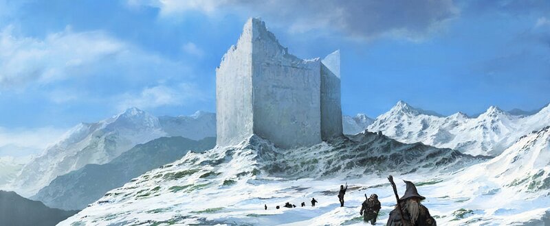 Explorers near a snowy ruin