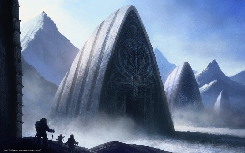 Explorers near alien structures