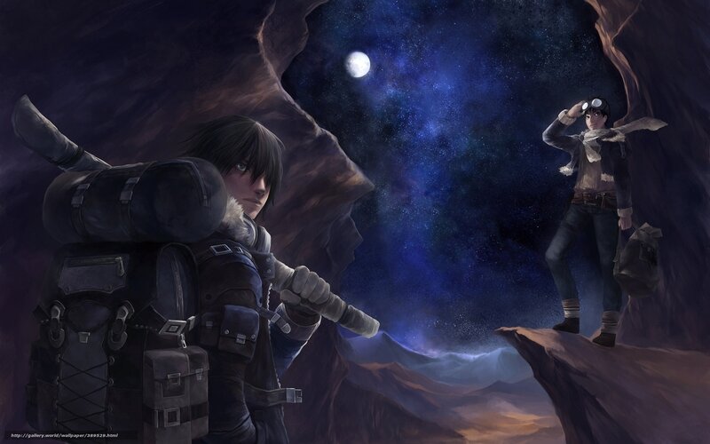 Explorers under a starry sky