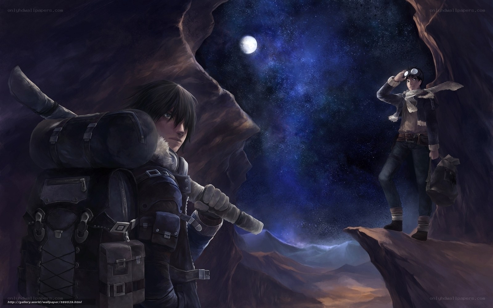 Explorers under a starry sky