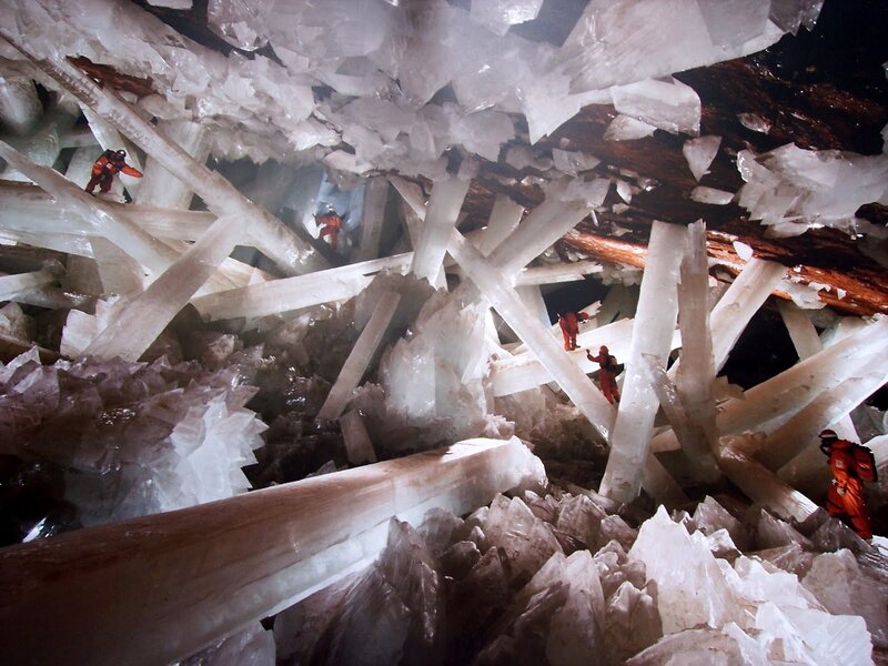 Exploring a crystal cave