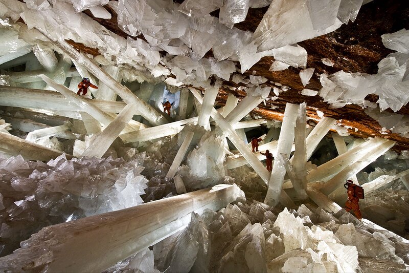 Exploring a crystal cave