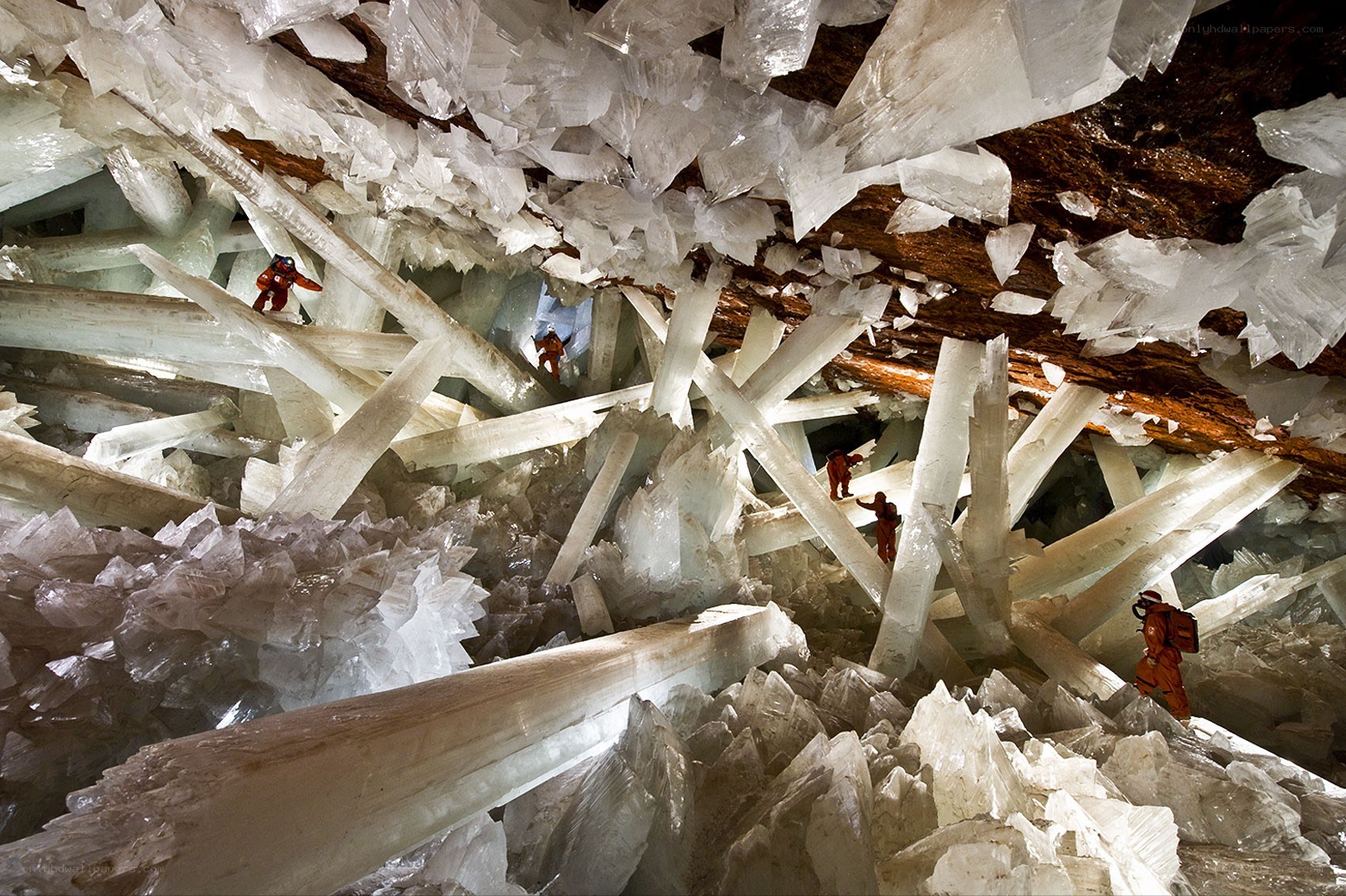 Exploring a crystal cave