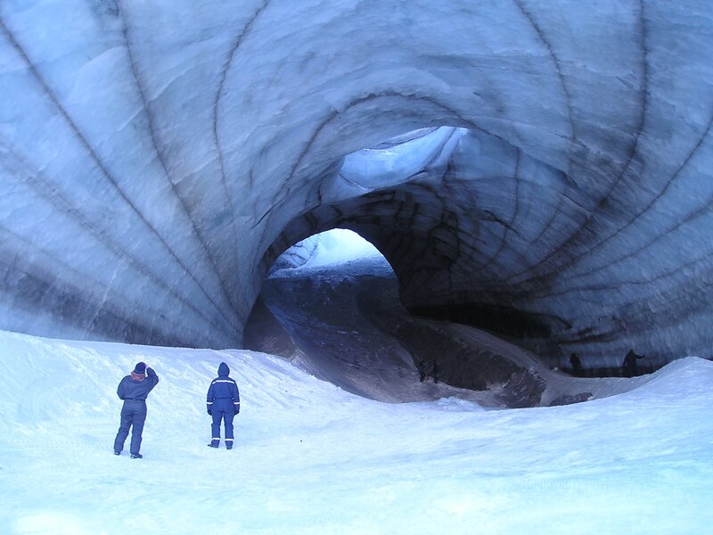 Exploring an ice cave