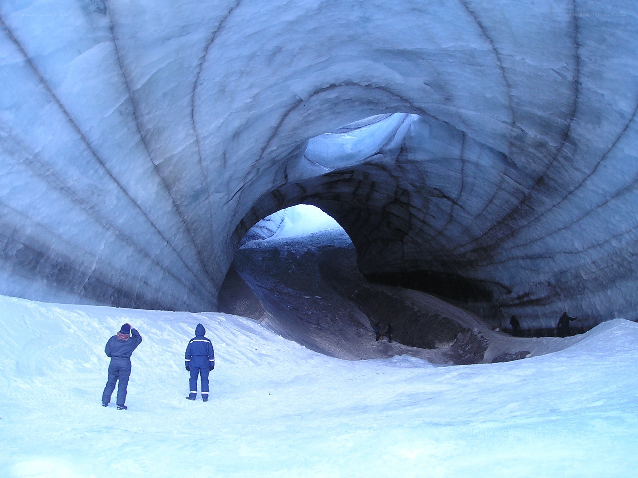 Exploring an ice cave