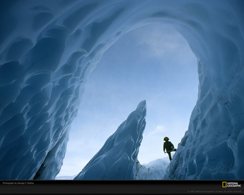 Exploring an ice cave