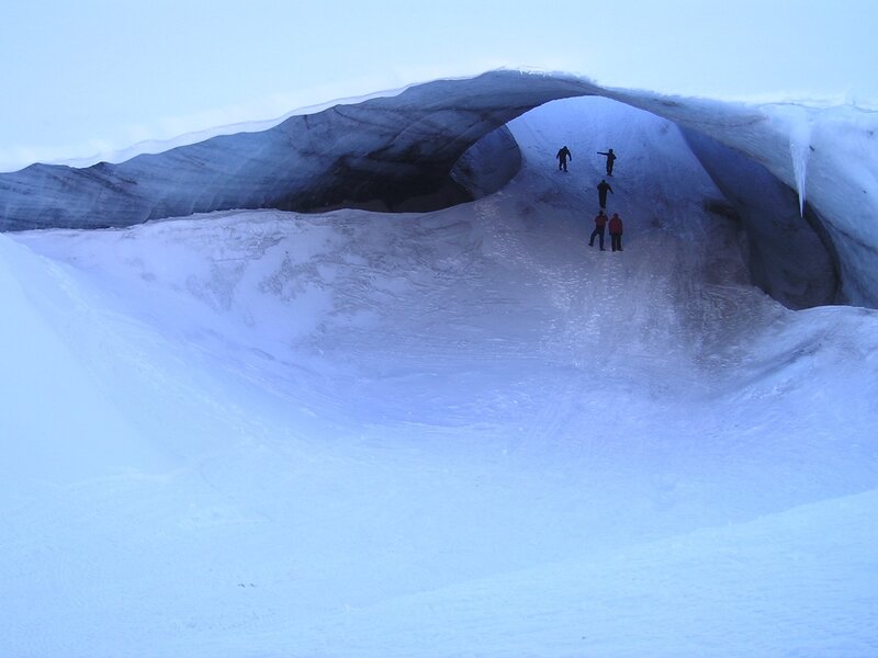 Exploring an ice cave