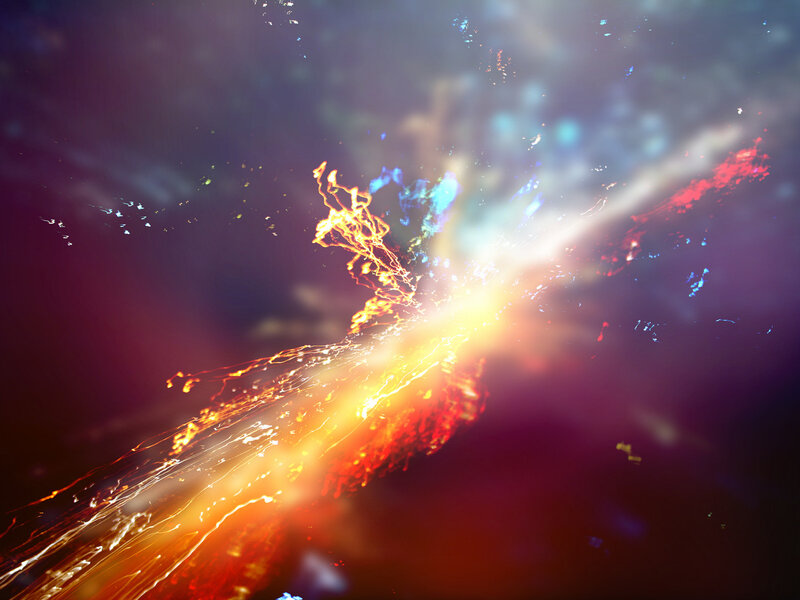 Explosion in Space — Orange, Dramatic, Digital Art, Fire, Light
