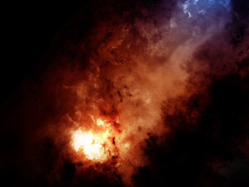 Explosion in Space — Orange, Dramatic, Digital Art, Fire, Smoke