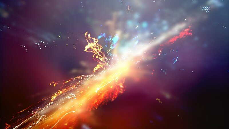 Explosion in Space — Orange, Dramatic, Digital Art