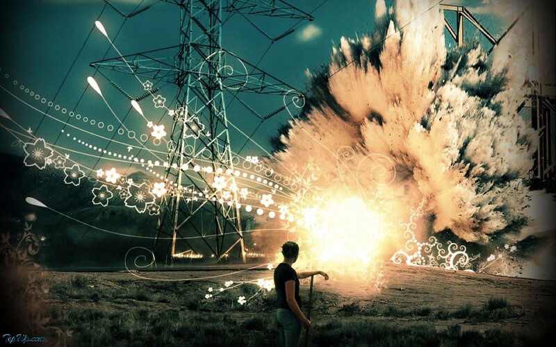 Explosion near power lines