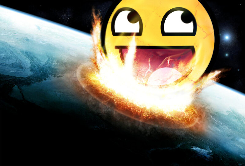 Explosion of a happy face emoji